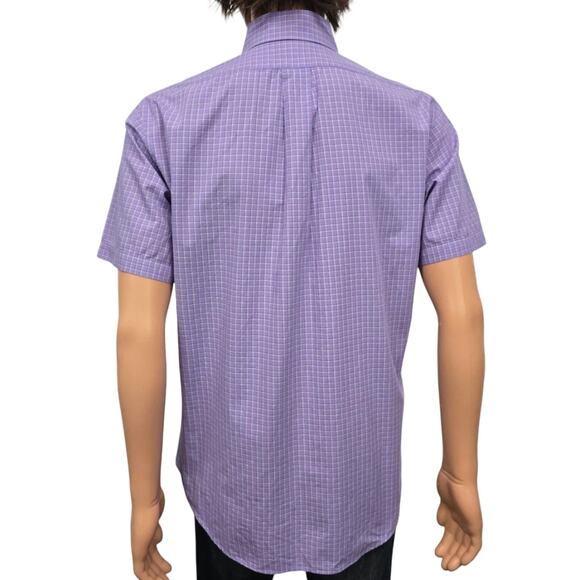 Brooks Brothers 346 Original Polo Shirt Short Sleeve Men M Slim fit Purple Check - Picture 9 of 12